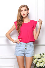 2015 New European Style Chiffon Women Blouse Solid Summer Blouse Free Shipping O-Neck Short Sleeve Drop Shipping Blouse