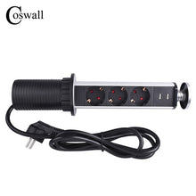 COSWALL 16A PULL POP UP 3 Power Socket 2 USB Charging Port Kitchen Table Desktop Sockets Retractable Countertops Worktop EU Plug