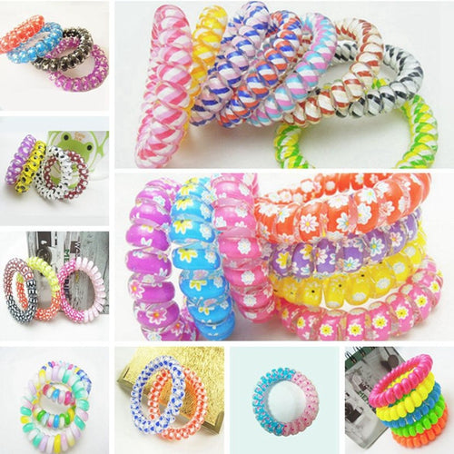 10pcs/Lot Telephone Line Gum Colored Elastic Hair Band For Girl Rope Accessories 5cm 2015 Hot