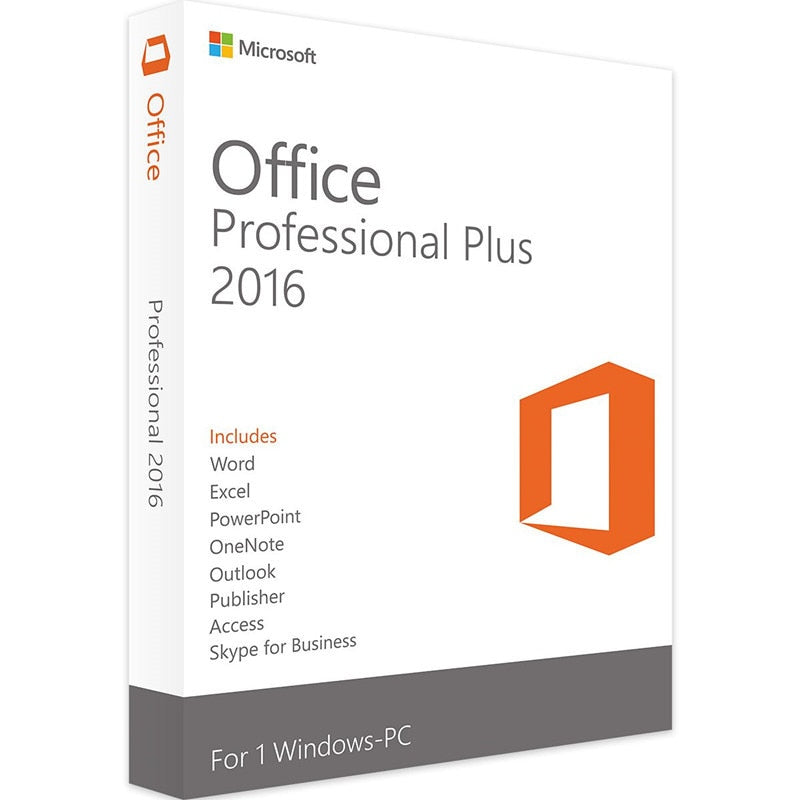 Microsoft Office 2016 Professional Plus for Windows PC Retail Boxed Product Key Card inside with DVD