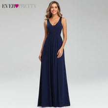Elegant Navy Blue Evening Dresses Ever Pretty EP07599NB Double V-Neck Sleeveless Draped Lace Formal Party Gowns Abendkleider