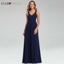 Elegant Navy Blue Evening Dresses Ever Pretty EP07599NB Double V-Neck Sleeveless Draped Lace Formal Party Gowns Abendkleider