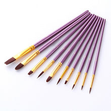 10Pcs/set Nylon Artist Paint Brush Professional Watercolor Acrylic Wooden Handle Painting Brushes Art Supplies Stationery