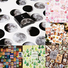 45pcs/box Stationery Stickers Vaporwave DIY Planet Sticky Paper Kawaii Moon Plants Stickers For Decoration Diary Scrapbooking
