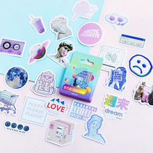 45pcs/box Stationery Stickers Vaporwave DIY Planet Sticky Paper Kawaii Moon Plants Stickers For Decoration Diary Scrapbooking