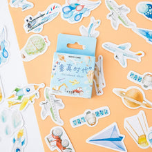 45pcs/box Stationery Stickers Vaporwave DIY Planet Sticky Paper Kawaii Moon Plants Stickers For Decoration Diary Scrapbooking