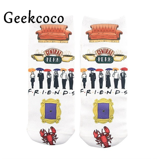 Friends tv show Fashion cartoon unisex Casual Non Slip Breathable Comfortable short Tube couple Socks J0879