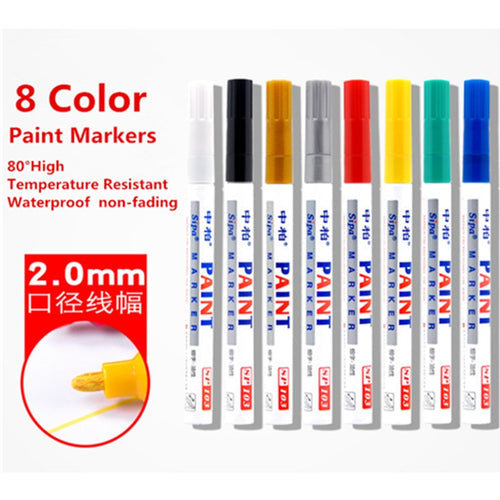 8 Color Oil based Permanent Waterproof Marker Pens for Paint Ceramic, Car Tire, Metal, Package Design, Gift Decoration, Glass