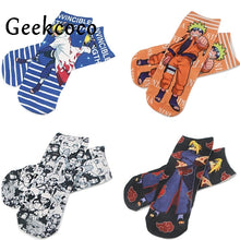J1077 Cartoon Anime NARUTO Punk Cotton Short Socks Cute Unisex Skatebord Socks Fashion One Side Print Socks