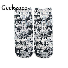 J1077 Cartoon Anime NARUTO Punk Cotton Short Socks Cute Unisex Skatebord Socks Fashion One Side Print Socks