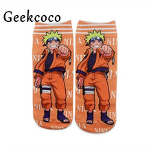 J1077 Cartoon Anime NARUTO Punk Cotton Short Socks Cute Unisex Skatebord Socks Fashion One Side Print Socks
