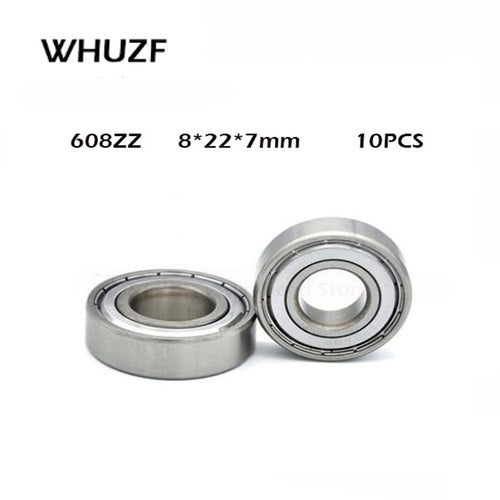 10pcs Double Shielded Miniature High-carbon Steel Single Row 608ZZ ABEC-1 Deep Groove Ball Bearing 8*22*7 8x22x7 MM 608 ZZ