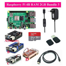 Original Raspberry Pi 4 Model B Kit + Aluminum Case + Heat Sink + 3A Switch Power + Micro HDMI Option 64 32GB SD Card |Reader