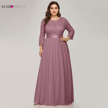 Wedding Party Dress Plus Size Ever Pretty Elegant A Line O Neck Three Quarter Sleeve Long Lace Mother Of The Bride Dresses 2020