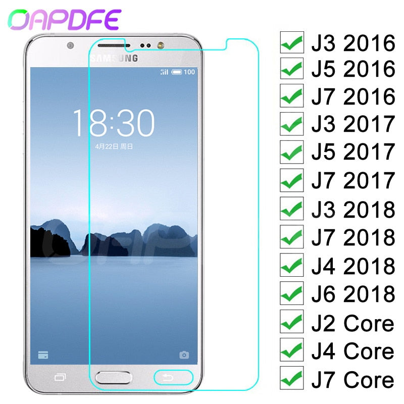 9H Anti-Burst Protective Glass For Samsung Galaxy J3 J5 J7 2016 2017 J4 J6 2018 J2 Core Tempered Screen Protector Glass Film