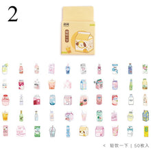 50Pcs Cute Plant Stationery Stickers Kawaii Drink Stickers Paper Adhesive Stickers For Kids DIY Scrapbooking Diary Photos Albums