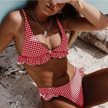 Bikinis Set Plaid High Waist Ruffle Women's Swimsuit Sexy Two Piece Bathing Suits Swimming Women Dot Swimsuit Push-up Bikini Set