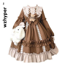 New Arrival Gothic Lolita Dress Soft Sisiter Bow Bear Lace Red Blue Pink Dress Women Princess Dress Halloween Costume for Girls