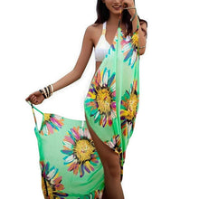 2020 Bohemian Women Summer Beach Dress Bikini Cover-ups Swim Wear Cover Up Cotton Tunic Sexy Deep V-Neck Robe Caftan Summer