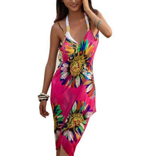 2020 Bohemian Women Summer Beach Dress Bikini Cover-ups Swim Wear Cover Up Cotton Tunic Sexy Deep V-Neck Robe Caftan Summer