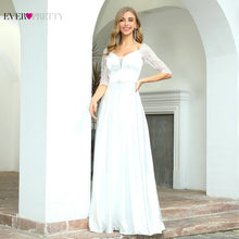 White Satin Wedding Dress 2020 Ever Pretty Elegant A Line Half Sleeve Lace Simple Bridal Gowns Vestido EP00553WH Sukienka Biala