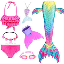 AngelGirl 2020 Girls Swimmable Mermaid Tail Princess Dress with Monofin Kids Holiday Mermaid Costume Cosplay Swimsuit Birthday