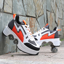 Hot Shoes Casual Sneakers Walk+Skates Deform Wheel Skates for Adult Men Women Unisex Couple Childred Runaway Skates Four-wheeled