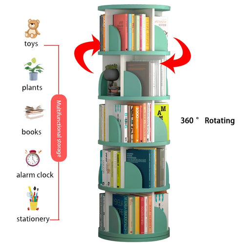 360 ° Rotating Bookshelf Multi-layer Floor Shelf Storage Rack Large Capacity Furniture For Home For Books
