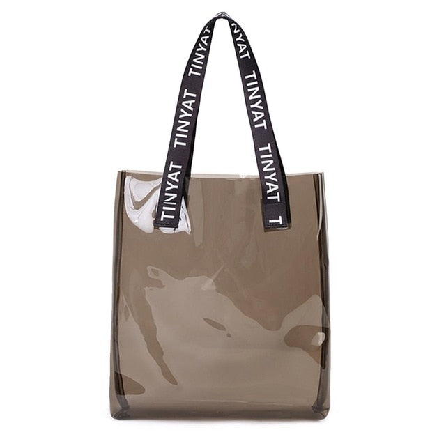 Tinyat Transparent women shoulder bag pvc girl beach bag women’s handbag sugar color jelly portable swim bag  sling bag
