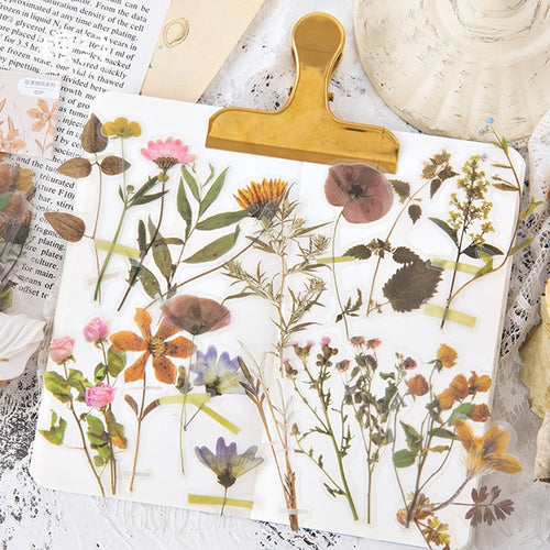 40 Pcs/set Vintage Stickers Fall Flowers Journal Decorative Sticker Diary Stationery Album Sticker Flakes Scrapbooking