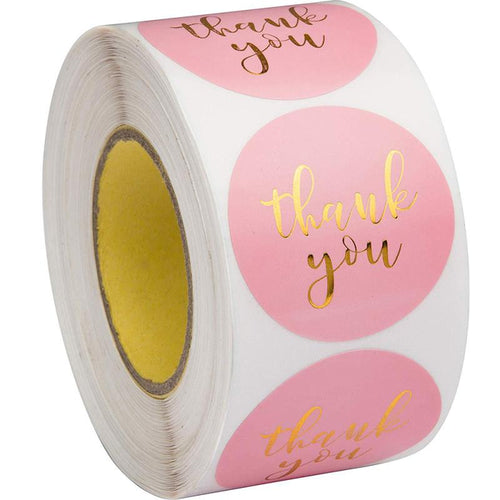 Pink Paper Label Stickers Gold Thank You Sticker Scrapbooking 500pcs for Wedding Gift Card Business Packaging Stationery Sticker