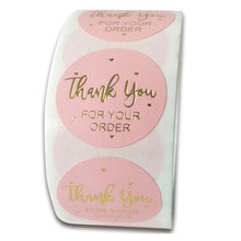 Pink Paper Label Stickers Gold Thank You Sticker Scrapbooking 500pcs for Wedding Gift Card Business Packaging Stationery Sticker