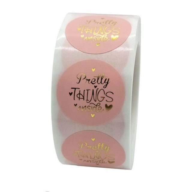 Pink Paper Label Stickers Gold Thank You Sticker Scrapbooking 500pcs for Wedding Gift Card Business Packaging Stationery Sticker