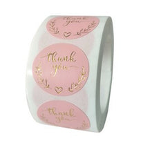 Pink Paper Label Stickers Gold Thank You Sticker Scrapbooking 500pcs for Wedding Gift Card Business Packaging Stationery Sticker