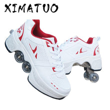 Hot Shoes Casual Sneakers Walk+Skates Deform Wheel Skates for Adult Men Women Unisex Couple Childred Runaway Skates Four-wheeled
