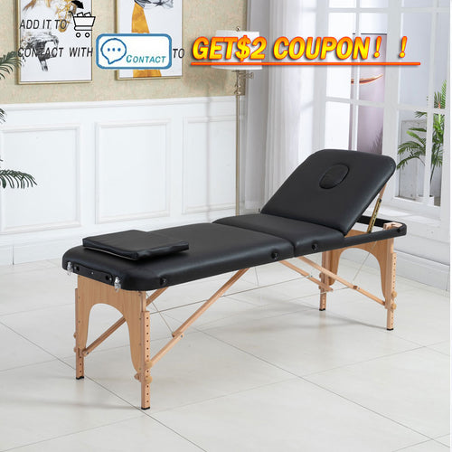 Spa Table  Adjustable Massage Bed 3 Fold Massage Couch Portable Salon Bed Alloy with square pillow  Portable backpack