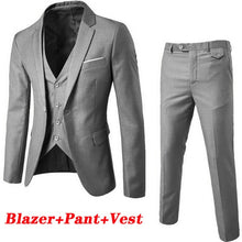 (Blazer+Pant+Vest) 3Pcs/Set Black Suits Slim Wedding Set Classic Blazers Male Formal Business Dress Suit Male Terno Masculino