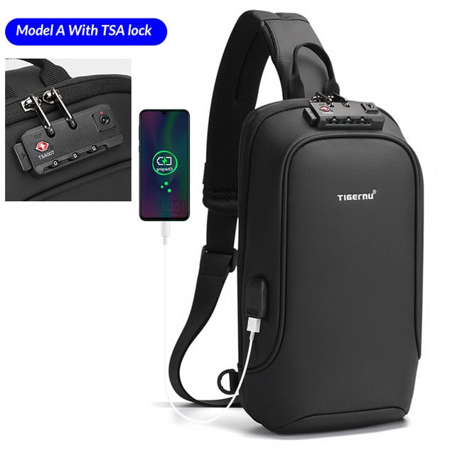 Tigernu New Men Bag USB Charging Chest Bag RFID High Quality Splashproof Chest Bag Outdoor Male Bags Short Trip Messenger Bags