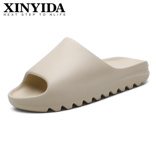 Men's Summer Yzy Slides Breathable Cool Beach Sandals Flip Flops Fish Mouth Men Slippers Lightweight Bone White Plus Size 35-46