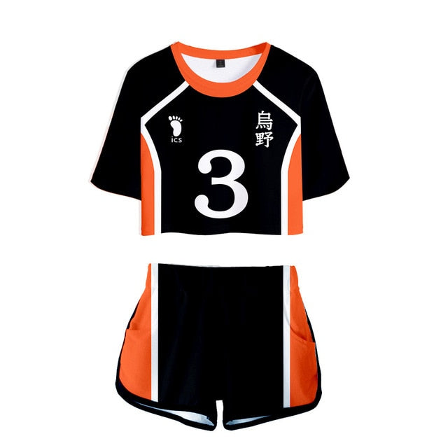 Haikyuu Cosplay Costume Hinata Shoyo Shirt Shorts Nishinoya Yuu Uniform Sports Karasuno Koukou High School Volleyball Club Women
