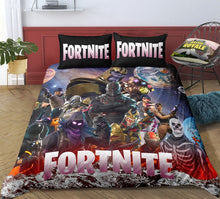3D Cartoon Bedding Suit Fortnites Quilt Cover Fortress Night Printed Bed Spead Child Bedroom Bed Duvet Cover Bedclothes 3pcs Set