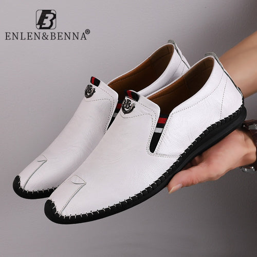 Luxury Brand Men Shoes Casual Cow Leather Rubber Men Shoes Loafers Slip on Breathable Adult Mens Flat Shoes Genuine Leather 2020