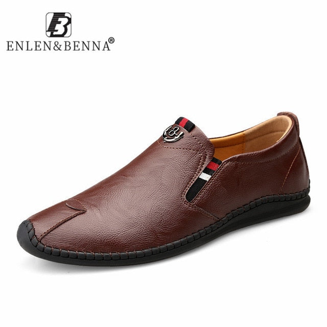 Luxury Brand Men Shoes Casual Cow Leather Rubber Men Shoes Loafers Slip on Breathable Adult Mens Flat Shoes Genuine Leather 2020