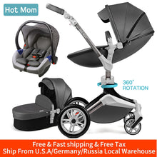 Hot Mom Baby Stroller 3 in 1 travel system with bassinet and car seat，360° Rotation Function children stroller,Luxury Pram F023