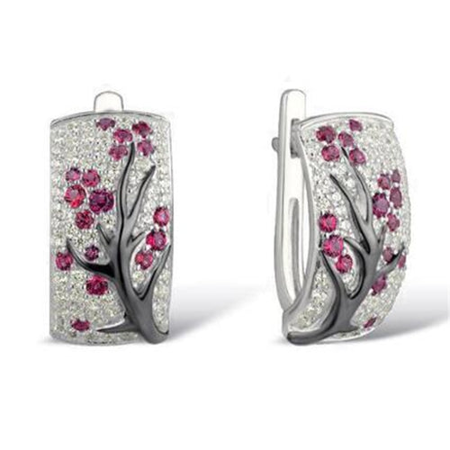 Plum Clip Earrings Luxurious Multi Color Rhinestone Earrings for Women Wedding Jewelry Accessories