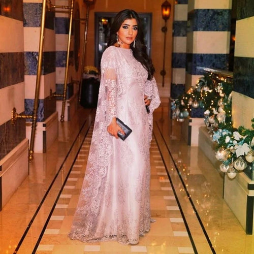 Gorgeous Middle East Pink Lace Full Length Mother of the Bride Dresses Boat Neck Wedding Guest Gowns 2020 New