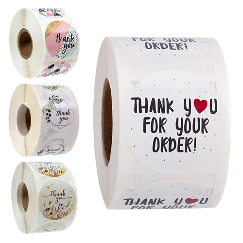 500pcs/roll  Thank You Stickers Handmade Sticker Circle Stationery thank you for your order  Seal Labels thank you sticker