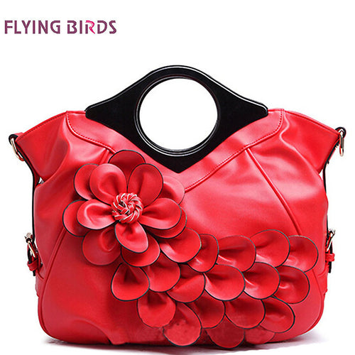 FLYING BIRDS! women handbag elegant women leather handbags retro bride wedding tote bolsas brands flower embossed bag LM3161fb