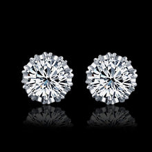 2016 Fashion Round Shape 2 Carat Cubic Zircon CZ  Crown Stud Earrings For Women