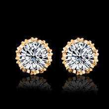 2016 Fashion Round Shape 2 Carat Cubic Zircon CZ  Crown Stud Earrings For Women